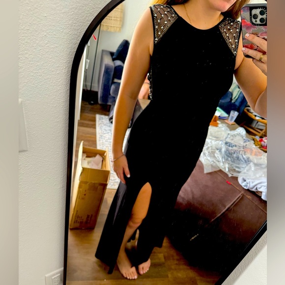 B Darlin Black Mesh Dress - Picture 1 of 5